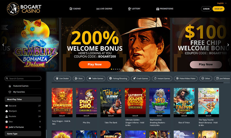 Bogart Casino Page View