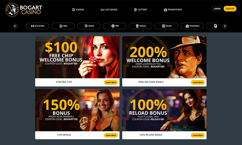Bogart Casino Page View